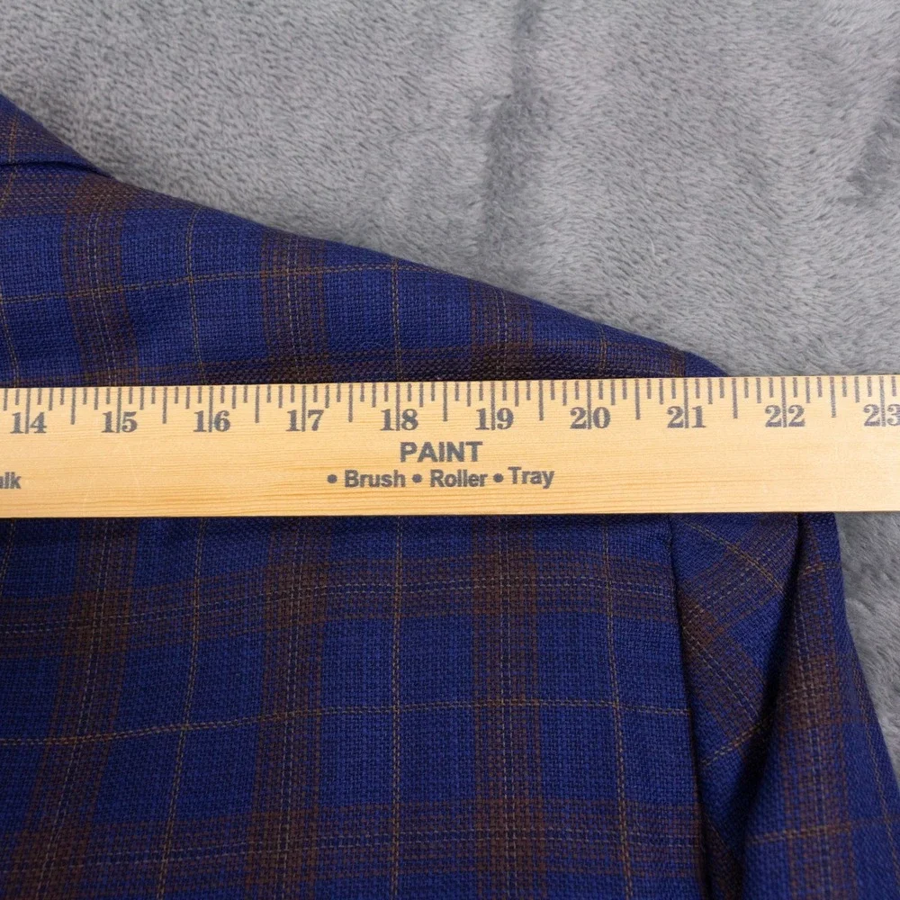 Tiglio Luxe Modern Fit Blazer Mens 52R Blue Plaid Wool Paisley Lining Biella